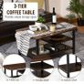 Industrial Coffee Table, Rectangular Sofa Table with Storage Shelves for Living Room, Bedroom, Office, Brown Image 5