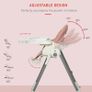 Foldable Baby High Chair Convertible Feeding Chair Height Adjustable with Adjustable Backrest Footrest and Removable Tray 5 Point Safety Harness for Kids 6 - 36 Months Pink (FREE POSTAGE) Image 6