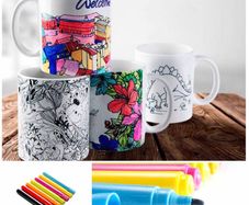 Personalised mugs with colouring pens!!!