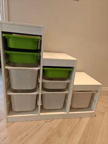 ikea trofast storage unit with boxes