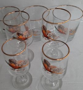 vintage glasses with pheasant collectable