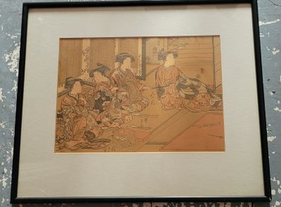 Vintage japanese "Courtesans of Kiriya" woodblock print