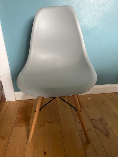 Chairs- modern molded plastic side chair with a minimalist Scandinavian-inspired design.