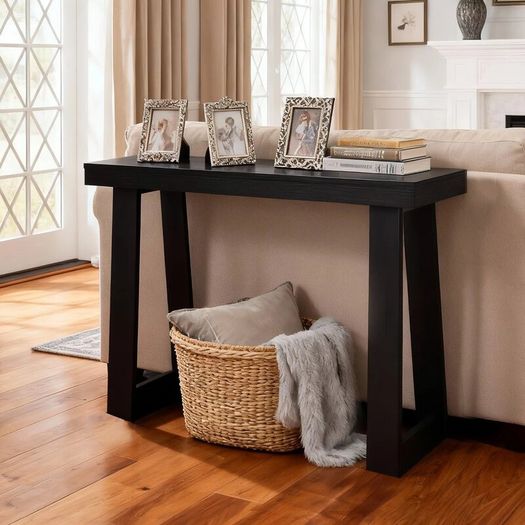91.5cm Console Table, Narrow Hallway Table, Modern Wooden Sofa Table, Entryway Desk for Living Room, Hallway & Foyer, Black