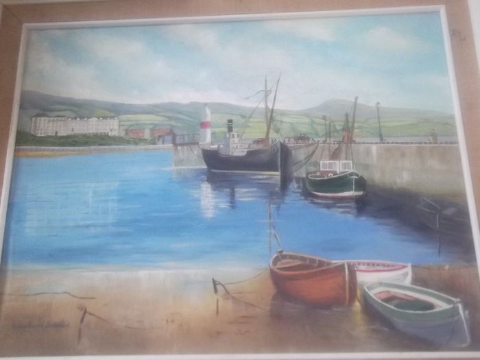 a large oil painting  on board  by h,macdonald steward a large oil painting on bo