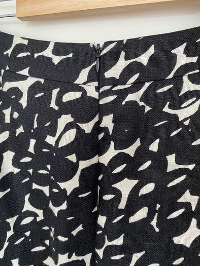Max Mara Puro Lino Black White Linen Blend Skirt