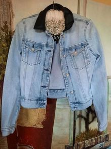 River Island Denim and Faux Leather Jacket Size 10