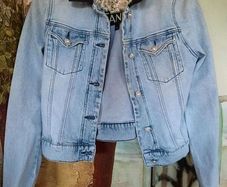 River Island Denim and Faux Leather Jacket Size 10