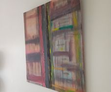 Retro Abstract Oil on Panel Painting
