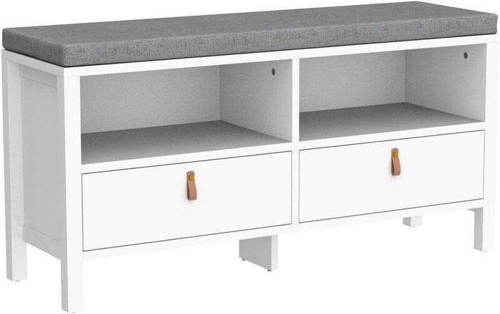 Shoe Bench White with 2 drawers