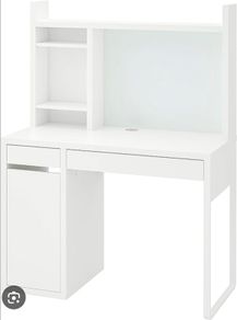 Ikea White MICKE Desk with Shelving