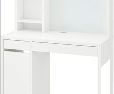 Ikea White MICKE Desk with Shelving