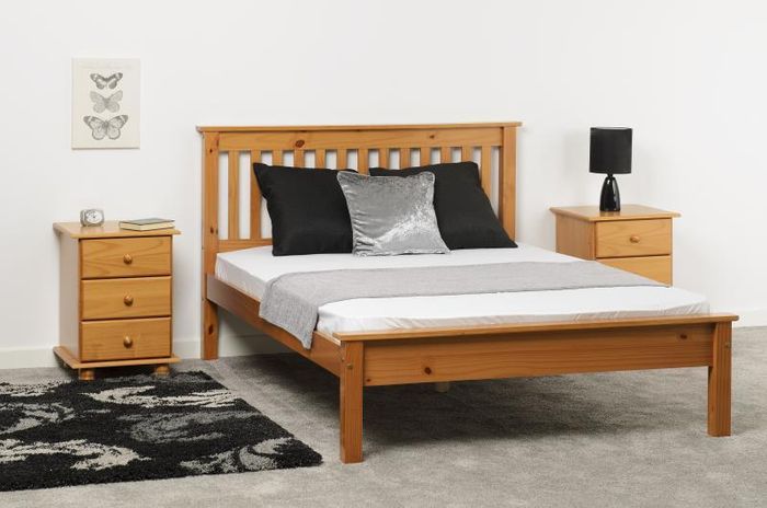 Monaco 4'6" Bed Low Foot End in grey/oak, white And Pine