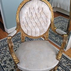 2 Antique Gold chairs with oval back