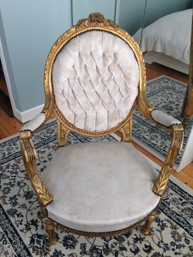2 Antique Gold chairs with oval back