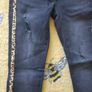 girl denim jeans with leopard print stripe Image 2