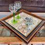 Victorian Style Tile and Wood Tray with Floral Design Afternoon Tea Wine Bar Image 2