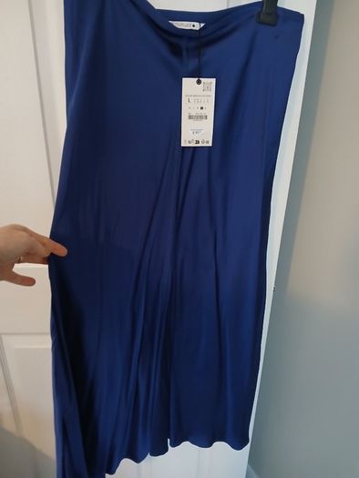 Blue Ladies satin skirt