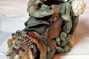 Hedgehog in Old Boot Candlestick Holder