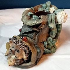 Hedgehog in Old Boot Candlestick Holder