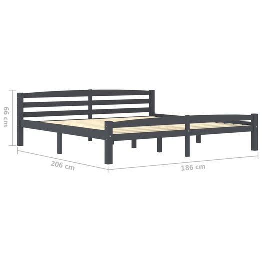Bed Frame Dark Grey Solid Pinewood 180x200 cm
