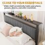 King Size Bed Frame with Storage Headboard, Metal Upholstered Platform Bed Frame King Size/Under Bed Storage/No Box Spring Needed, Dark Gray King Bed Frame Image 7