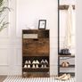 Shoe cabinet with 2 flaps, shoe rack, shoe tipper, shoe chest with 2 compartments, shoe racks, in the hallway, for 8-12 pairs of shoes, space-saving, 60 x 30 x 95 cm, vintage brown-black Image 2