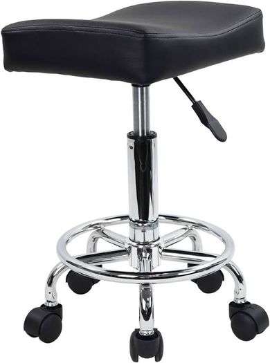 NEW SALE | Square Rolling Stool PU Leather Height Adjustable Swivel Massage SPA Salon Stools Task Chair with Wheels