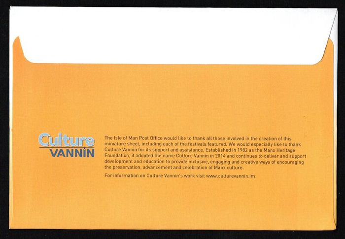 2017 Isle of Man Festivals Miniature Sheet Commemorative Stamps First Day Cover (FDC)