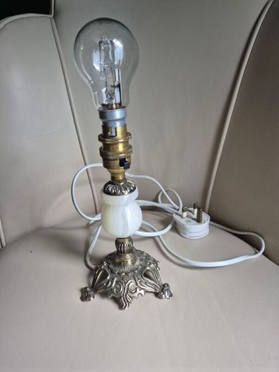 Vintage Mid Century marble.onyx brass gold metal ormate lamp base