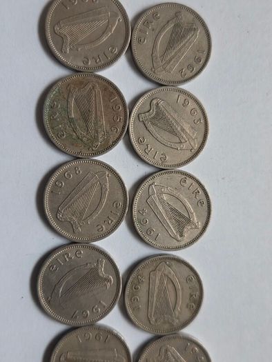 14 Irish three pence coins