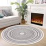 Round Rug Bohemian 4FT/120cm Circle Area Rug Cotton Rug Washable Round Rug Geometric Pattern Printed Hand Woven Carpet with Tassels Floor Mat for Kitchen Living Room Laundry Playroom Image 2