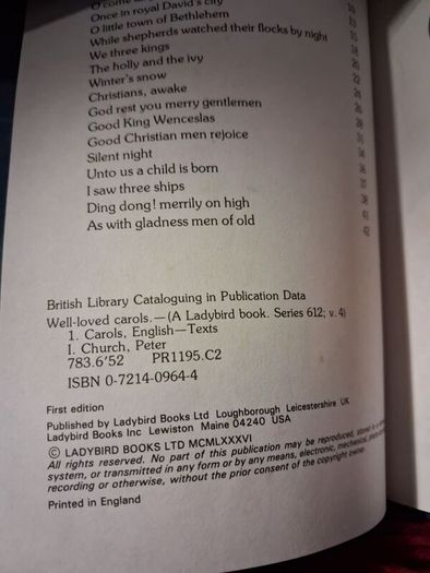 Ladybird / Well- Loved Carols / 1st. Ed., 1988