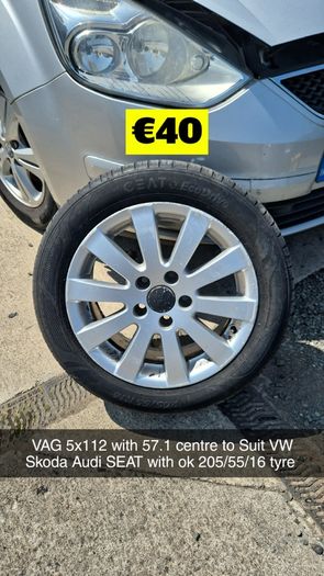 Sets & Singles of 5x112 Vag, VW Volkswagen Alloys Steels & Spacesavers 15" 16" 17" 18" 19" inch @ OCG