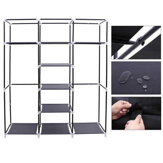 Canvas Wardrobe Cupboard Clothes Hanging Rail FREE DELIVERY NATIONWIDE