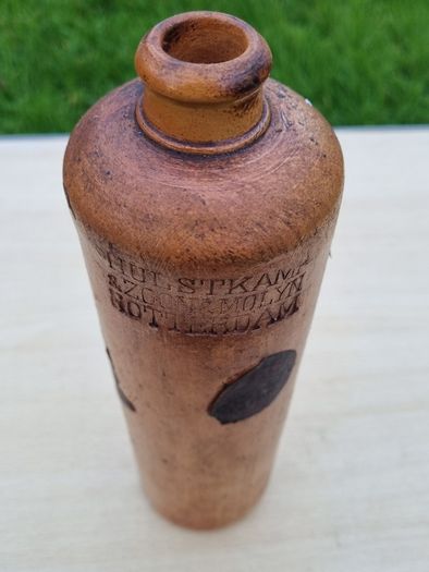 Antique stoneware bottle for Dutch gin (jenever)