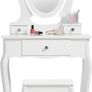 Girls Dressing Table (Age 8-13yrs) with Mirror and Stool, Gift for Girls, Kids Dressing Vanity Table Set with Crystal Knobs and Chair, Children's Dressing Tables Image 6