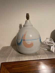 Large round pottery lamp