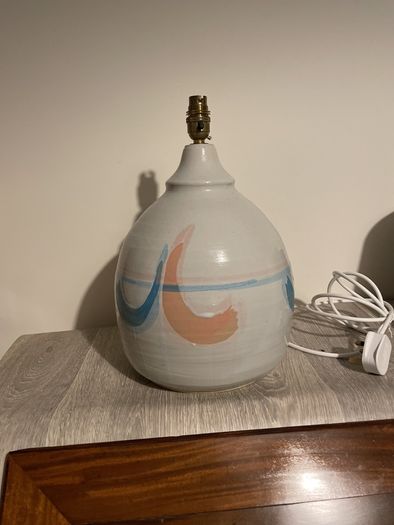 Large round pottery lamp