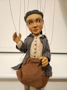 Girl With Braids Handmade Wooden Marionette