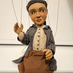 Girl With Braids Handmade Wooden Marionette