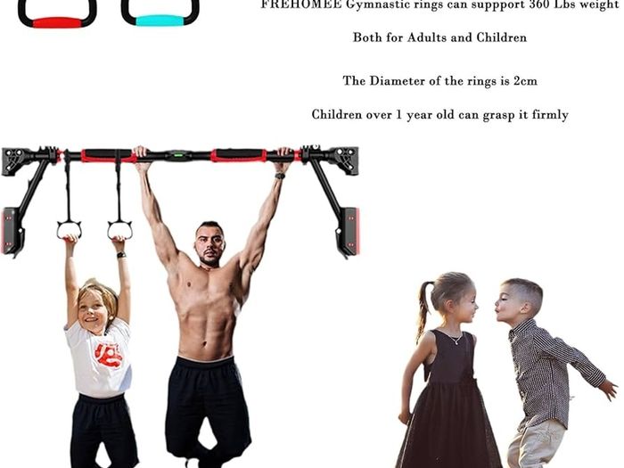 New Gymnastic Rings,Both for Adults and Kids,Support 360LBS,Home Fitness Equipment for Children, Kid's Indoor Pull up Bar for Stretching and Height Increas