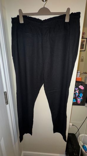 Matalan Papaya Black Linen Tapered Trousers