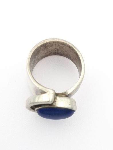 Signed Chunky Sterling Silver Lapis Lazuli Ring