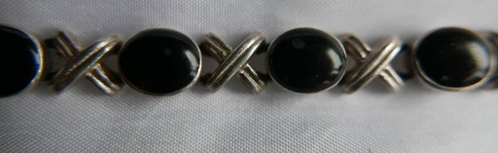 Vintage Black Onyx Gemstone Handmade  Silver Jewelry Bracelet