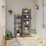 Bookshelf, Bookcase, 5-Tier Storage Shelf, Metal Shelving Unit, 8Pcs S Hooks, Modern Style, 36 x 27 x 146 cm, Corner Shelf, Display Units for Living Room, Bedroom, Office, Black Image 6