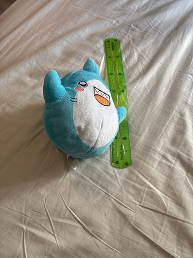 LankyBox Shark Plush Blue Stuffed Animal Toy 7" Embroidered Round 2023