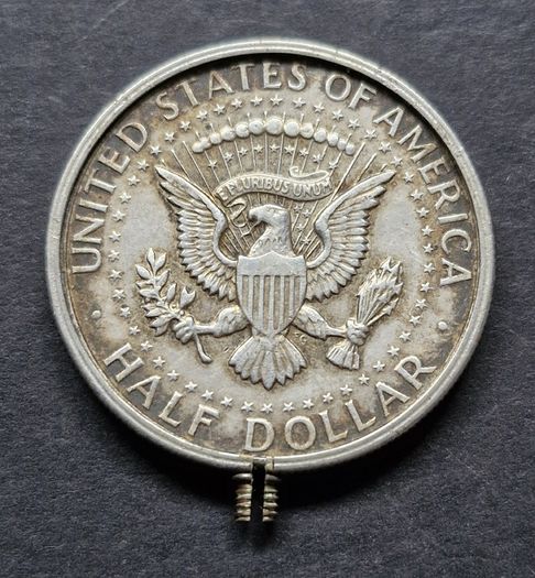 United States 1/2 Dollar "Kennedy Half Dollar" 90% Silver coin in Bezel