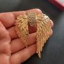 Gold Tone Angel Wing Brooch with Sparkling Crystals Large Guardian Angel Pin Badge Statement Broach Image 6