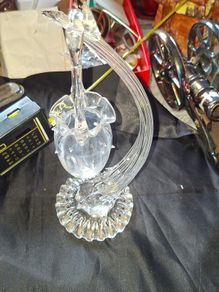 Beautiful 1920s Murano style Spun Glass, a Glass Acorn Basket hanging from a glass stem, Postage Available or Collection